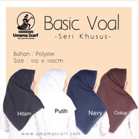BASIC VOAL UMAMA HIJAB SEGI EMPAT WARNA KHUSUS HITAM,PUTIH SEKOLAH,NAV OKT(2)