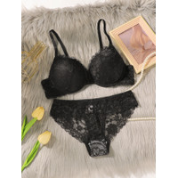 Sexy lingerie Set Lady Push Up Bras Set Transparent Floral Underwire Intimate Pretty Lace Underwear Panty Set A2157