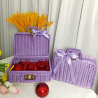 Multifunction Simulation Weave Rattan Storage Box Retro with Handle Picnic Woven Baskets Household Wedding Suitcase ‘ Wedding