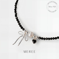 Meree - Noira Bow Bracelet Sterling Silver Black Tourmaline Gelang Perak Anti Karat
