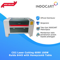 INDOCART CO2 Laser Cutting dan Grafir 6090 100W Ruida 6445 w/honeycomb table