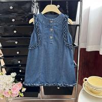 Dress Denim Jeans Anak Perempuan/Dress Anak Bahan Jeans/Dress Denim Korean Style/Dress Anak Perempuan Kutung DRESS14