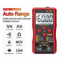 Auto Mmultimetro True Rms Tranistor Meter Smart Tester M118A Digital Multimeter with NCV Data Hold 6000 Counts Flashlight