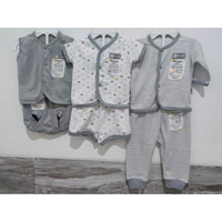 (1) Paket Baju Bayi Fluffy seri Abu 3 Stel Newborn (0-3 Bulan)
