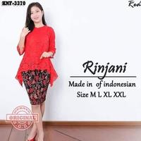 Stelan Kebaya Mia Blouse Brukat Dan Rok Plisket Midi Jumbo Batik