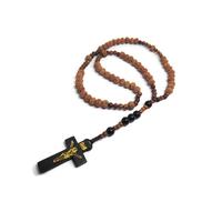 Gebrak rosario kalung ibadah dan yoga bandul salib hitam sekat kokka