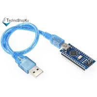 Kabel data USB mini Biru transparan 30cm untuk arduino Nano