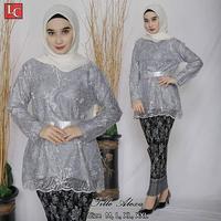 Setelan Kebaya Tille Alexa Lc Warna Silver Mix Plisket