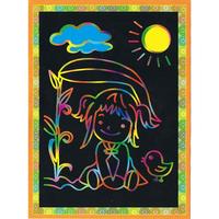 DS-026 DIY Anak Gambar Gosok Scratch Picture dan Mewarnai Girl Leaf