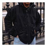 black hooded denim jacket