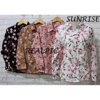 Atasan Wanita Baju Blouse Kemeja Jumbo,Motif Sunrise Flower big size