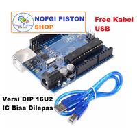 Arduino UNO R3 DIP 16U2 Plus Kabel USB, Clone Grade Ori