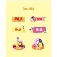 192pcs Stiker Nama Tahan Air untuk Anak Perempuan Tema Aulia