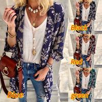 Cardigan Wanita Motif Print Bahan Polyester untuk ke Pantai