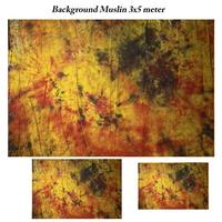 Background Foto Muslin Corak Merah kuning Coklat 3x5m