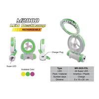 M2000 Lampu LED DeskLamp Rechareable, Lampu belajar + Kipas otomatis