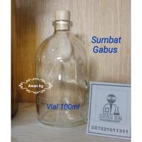 Botol vial kaca tutup gabus 100ml souvenir