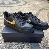 nike air force 1 black metallic gold removable swoosh pack