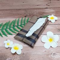 TECHNOZIO Tempat Tissue Travel Garis Coklat Tua