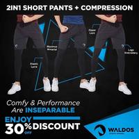 Celana Running Training Gym Short Pants Compression 2in1 Waldos
