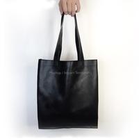 black leather tote bag