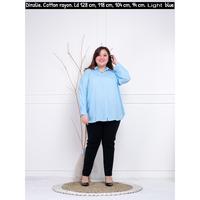 Dinzlie Kemeja Polos Katun Rayon Wanita Warna Biru Muda