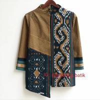 Gambar blouse tenun mix lurik atasan baju batik wanita - Putih, XXXL dari Tenun Ikat Mulia Jaya undefined 3 Tokopedia