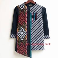 Gambar blouse tenun mix lurik atasan baju batik wanita - Putih, XXXL dari Tenun Ikat Mulia Jaya undefined 2 Tokopedia