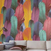 Gambar wallpaper dinding motif bulu warna warni dari Yoona wallpaper undefined 1 Tokopedia