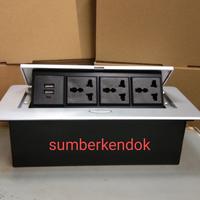 Gambar STOP KONTAK MEJA TANAM TRIPLE MULTIGUNA + USB CHARGER LANTAI OUTLET dari sumberkendok Kota Administrasi Jakarta Pusat 4 Tokopedia