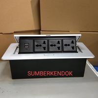 Gambar STOP KONTAK MEJA TANAM TRIPLE MULTIGUNA + USB CHARGER LANTAI OUTLET dari sumberkendok Kota Administrasi Jakarta Pusat 1 Tokopedia