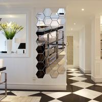 Gambar Stiker Kaca Cermin Dinding Dekorasi Hexagon Wall Mirror Sticker 7 PCS - Emas dari Tabletpcmall Official undefined 2 Tokopedia
