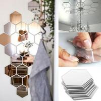 Gambar Stiker Kaca Cermin Dinding Dekorasi Hexagon Wall Mirror Sticker 7 PCS - Emas dari Tabletpcmall Official undefined 5 Tokopedia