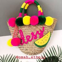 Gambar Tas Pantai Bali Pompom Love Semangka Cust Nama - M dari Omah Ethnic undefined 3 Tokopedia