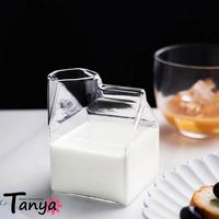 Gambar Gelas Kaca Cangkir Teko Kecil Model Kotak Susu Versi Premium Tebal dari Tanya HomeDecoration undefined 2 Tokopedia