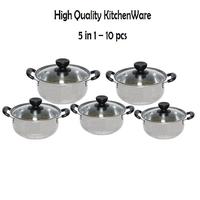 Gambar Panci Set 5 Pcs Dengan Tutup Kaca - Stainless dari Cellis Houseware undefined 1 Tokopedia