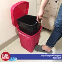 Gambar Tempat Sampah Rotan Injekan Kiki / Tong Sampah Indoor - Magenta dari Genki Market undefined 2 Tokopedia