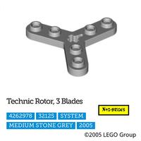 Gambar LEGO PARTS 4262978 - Technic Rotor 3 Blades Medium Stone Grey - LBG dari XYZ Bricks undefined 2 Tokopedia