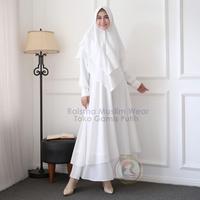Gambar Gamis Putih Syari Set Khimar Warna Putih / Hitam / Bw / Gamis Umroh - Putih, XXL dari Raisma Muslim Wear undefined 3 Tokopedia