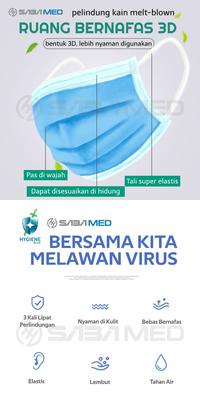 Gambar Hygine Plus 3-ply Mask by SABAMed - Biru Muda dari RAJAINDOTOOLS undefined 5 Tokopedia