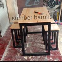 Gambar (09) set meja cafe,makan,restorn.dll meja warung , meja bakso kayu jati Belanda - Hitam, kaki kayu dari sumber.barokah.furniture undefined 4 Tokopedia