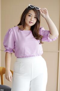 Gambar All Color Blouse Wanita Surabaya Crop Top Puff Crop Top Lengan Balon - Grey dari Jane Collection undefined 4 Tokopedia