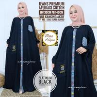 Gambar Gamis Jeans Kancing Depan Platinum Black Super Jumbo By Ama Najwa dari ZAFARA COLLECTION undefined 1 Tokopedia