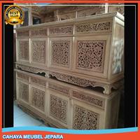 Gambar Bufet Hias Ruang Tamu Model Palembang Ukir Kayu Jati Harga Murah - Warna 150 cm dari Cahaya Meubel Jepara undefined 2 Tokopedia