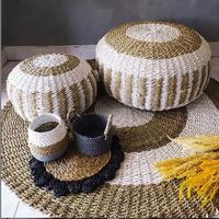 Gambar Bantal Bulat anyaman / Round pouffe Water Hyacinth / Sofa Bulat - Putih dari NADASTORE HANDMADE undefined 2 Tokopedia