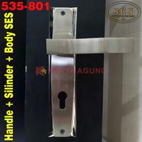 Gambar Kunci Pintu SES Lengkap Handle 535-801 + Body Kunci 40mm Satin SUS 304 dari Karya Agung Sulawesi undefined 1 Tokopedia