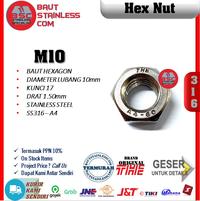 Gambar MUR HEX NUT M10 STAINLESS SS316 A4 dari BAUTSTAINLESSCOM undefined 1 Tokopedia