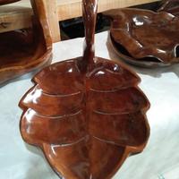 Gambar Tempat saji tempat buah model daun dari kayu jati dari handycraf jati blora undefined 2 Tokopedia