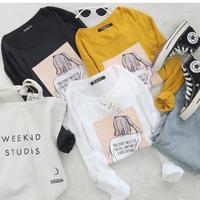 Gambar BAJU T SHIRT WANITA LENGAN PANJANG MURAH KAOS FASHION ANYONE - Putih, JUMBO LD110CM dari Toko Grosir 01 undefined 1 Tokopedia