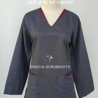 Gambar Scrub/baju oka/baju jaga dokter list warna (1 stel lgn panjang S M L) - XS dari Gracia Scrubsuits Malang undefined 2 Tokopedia